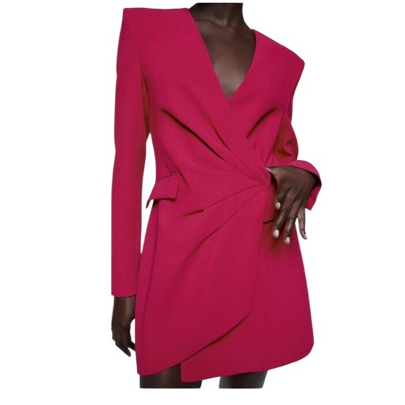 Zara Dresses & Skirts - Zara Pink Draped Blazer Dress